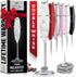 Zulay Kitchen Powerful Double Whisk Milk Frother Handheld - Foam Maker with Stand - Whisk Drink Mixer for Coffee, Mini