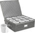LotFancy Cup and Mug Storage Container, Hard Shell Coffee Mug Box with Dividers & Handles, Holds 12 Tea Cups, Grey