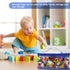 3 Packs Clear Toy Storage Bags - 9.4 x 6.7 x 4.3 Inch Transparent PVC Organizing Bags for Small Toys (Blue)