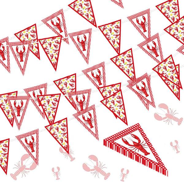 Gameza Crawfish Boil Party Decorations, 5PCS Crawfish Pre Strung Pennant Banners Table