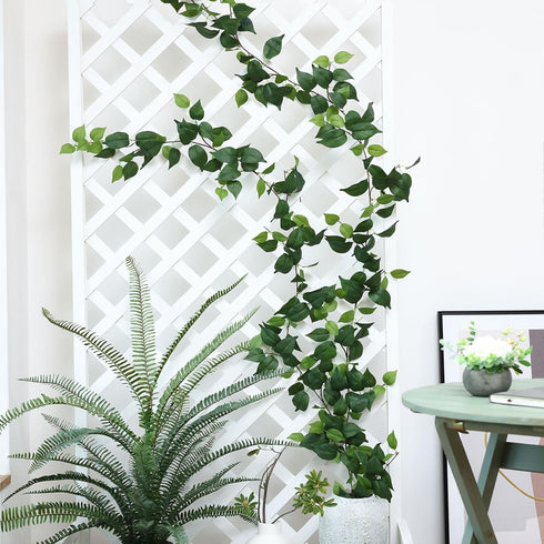 mizii 5 Pack 365" Artificial Scindaps Vines Garland, Fake Vine with Silk Green Leaves for Bedroom Wall Party Wedding