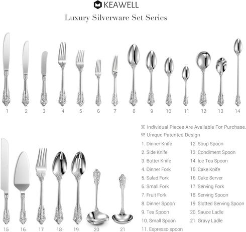 KEAWELL Gorgeous Round Soup Spoon Set of 4, 18/10 Stainless Steel, Luxury Bouillon Spoon, Dishwasher Safe