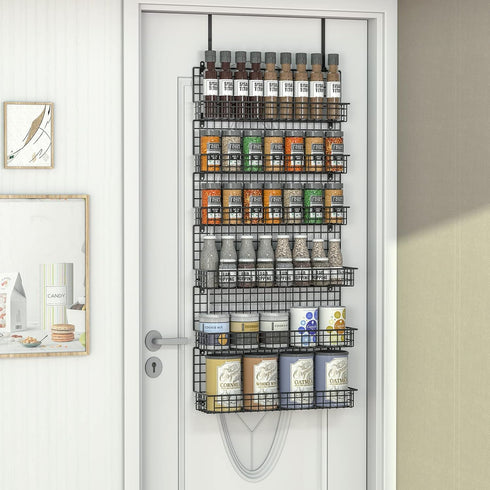 6-Tier JKsmart Spice Rack Organizer with Door Hook, Wall Mounted & Over the Door Spice Racks for Kitchen Pantry Door