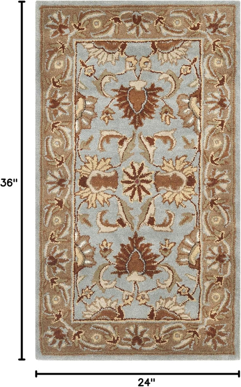SAFAVIEH Heritage Collection Accent Rug - 2' x 3', Blue & Beige, Handmade Traditional Wool for High Traffic