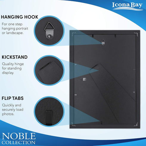 Icona Bay 5x7 Black Picture Frame, Modern Professional Frame, Noble Collection