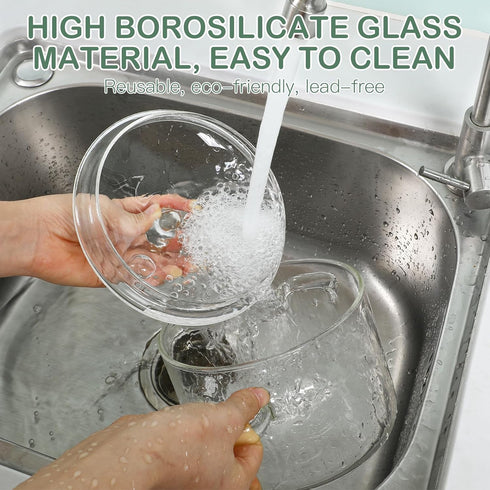 GANAZONO Clear Borosilicate Cooking Pot with Lid, Handle, Stovetop Simmer Pot, 1900ML