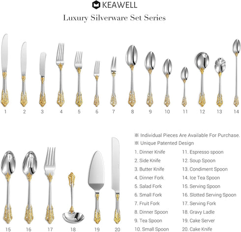 KEAWELL Luxurious 5.1-Inch Espresso Spoons Set - 6 Pieces - Mini Coffee Spoon, 18/10 Stainless Steel - Gorgeous Design with Exceptional Mirror Polished Finish (Gold Accent)