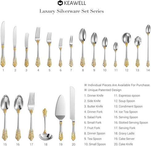 KEAWELL Gorgeous Round Soup Spoon Set of 4, 18/10 Stainless Steel, Luxury Bouillon Spoon