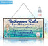 Seashell Bathroom Rules Decor Signs, Ocean Theme Beach Art for Wall, Funny Bathroom Rules Metal Sign, Blue and White