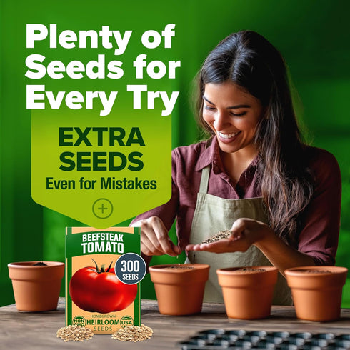 300+ Summer HOME GROWN Beefsteak Tomato Seeds Heirloom Non-GMO Seeds for Planting, High Germination, Indeterminate