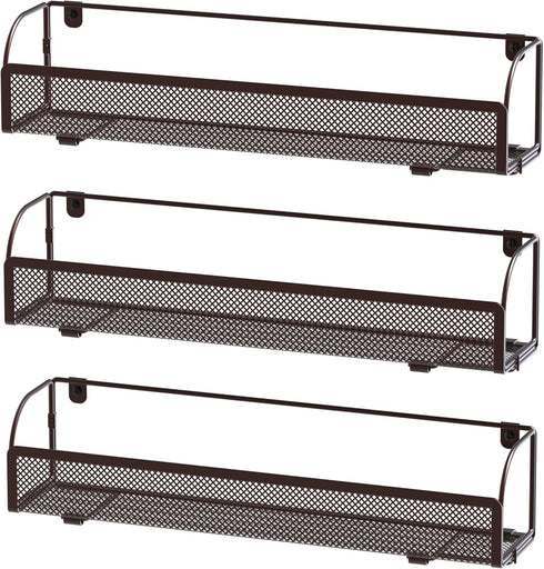 Simple Houseware Wall Mounted Spice Rack Shelves Organizer, Bronze, 3-Pack