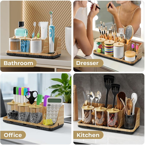 Counter Set 3 PARKMANI Bathroom Organizer, Bathrooms Toothbrush Holder with PCS Qtip Holder, Kids Electric Toothbrush
