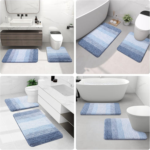 Arotive Shaggy Soft Bathroom Rugs, Absorbent Microfiber Bath Mats, Non-Slip Machine Wash Dry, 30" x 20", Light Blue