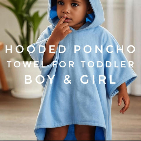 2-3T 100% 2-3T) Hooded Poncho Towel - Organic Cotton, Absorbent & Lightweight for Toddler Boy & Girl, Bath, Pool