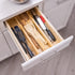Fabsome Drawer Divider 6 Pack, Adjustable Bamboo Kitchen Organizers 17''-22'', Wooden Dresser Separators for Nursery