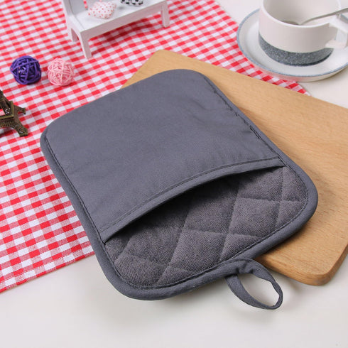 100% Cotton with Silicone Kitchen Pot Holder - Heat Resistant Coaster Potholder Oven Mitts Set of 2, Grey