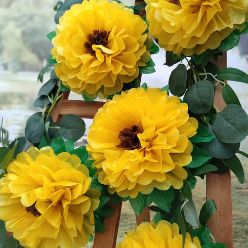 Tissue Paper Sunflowers Decorations for Wall, Birthday Party Backdrop, Home Decoration Pack of 6
