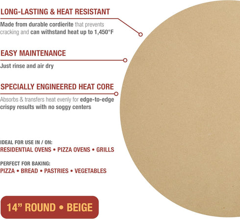Old Stone Round Pizza Stone - 14-Inch