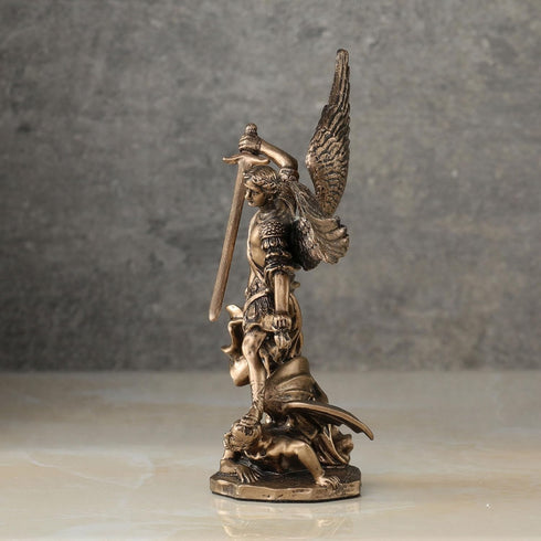 Veronese Design 4 Inch Archangel Saint Michael Figurine, Hand Painted Bronze Finish