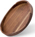 NAVORIX Acacia Wood Serving Tray with Handles - 17'' x 13'' Round, Decorative
