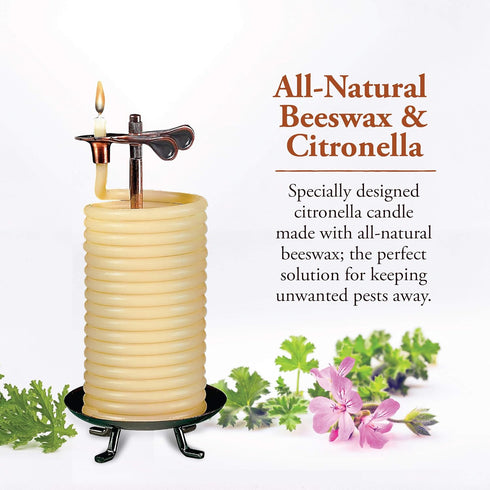 Candle by the Hour 80-Hour Citronella Candle Refill, Eco-friendly Beeswax, Yellow