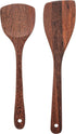 Wooden Spatulas - Eco-Friendly, Durable & Ergonomic Kitchen Utensils, Non-Scratch Cooking Tools Set of 2 (12.8” & 12”)