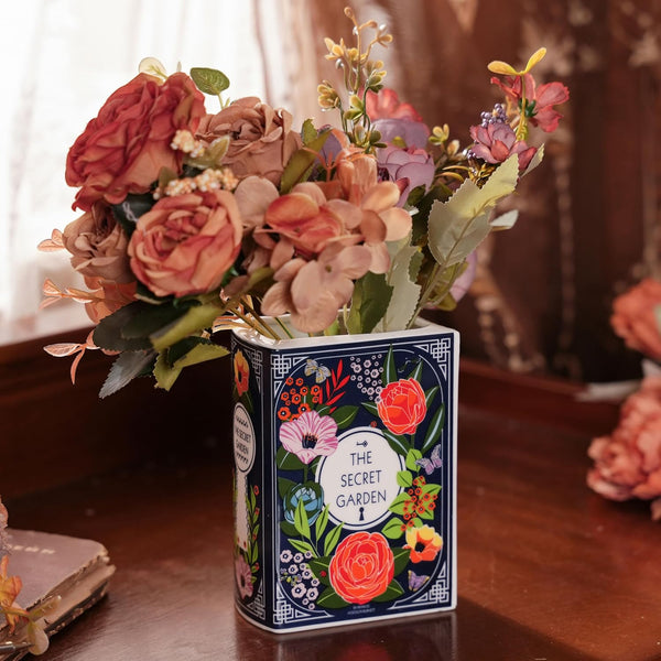 Ceramic Book Vase for Flowers, Home Decor, Cute Bookshelf Accent, Lovers Gifts,