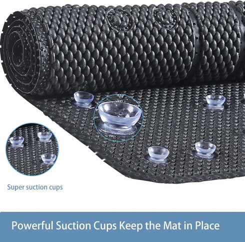40X16Inch Webos Soft Bathtub Mat Non Slip: Memory Foam Shower Mat with Suction Cups for Bathroom Inside Tub (Black)