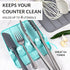 Silicone Spoon Rest for Multiple Utensils, Heat Resistant Utensil Rest with Drip Pad, BPA-free Spoon Rest for Kitchen Counter(Turquoise)