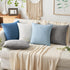 MIULEE Pack of 2 Decorative Linen Burlap Pillow Covers - Coastal Farmhouse Boho Accent Pillowcases 16x16 Inch Light Blue