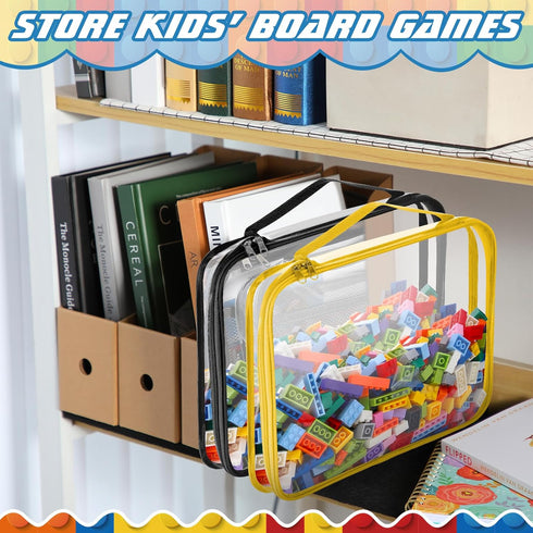 Sanwuta 6 Packs Waterproof Toy Storage Bags, PVC Organizing Bags with Zipper for Board Games, Building Blocks, Puzzles,