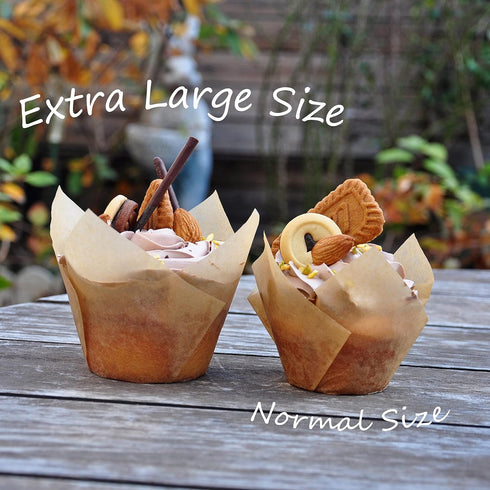 Extra Large Jumbo Muffin Greaseproof Paper Baking Cups - 2-1/4" x 3-3/4", Case of 125 pcs