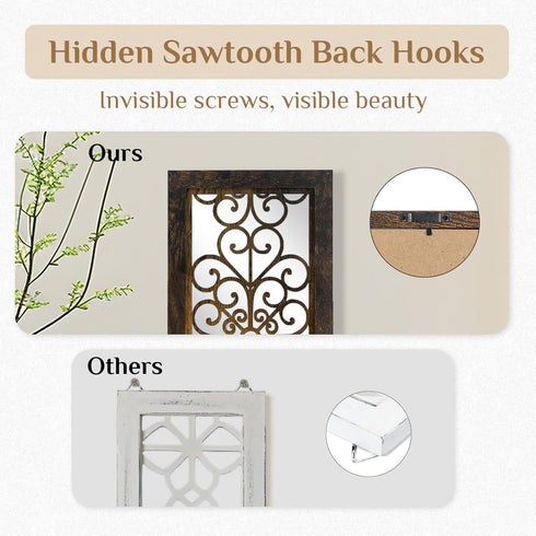 Set Farmhouse Wall Candle Holder Decor: Rustic Candle Sconces of Two for Pillar Candles - Brown Wooden Shelving