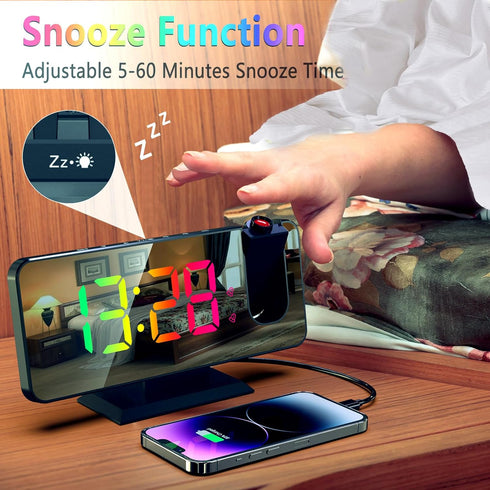 Digital Projection Alarm Clock, Ceiling Projector Clock for Bedroom, Digital Alarm Clock Projects Time on Ceiling