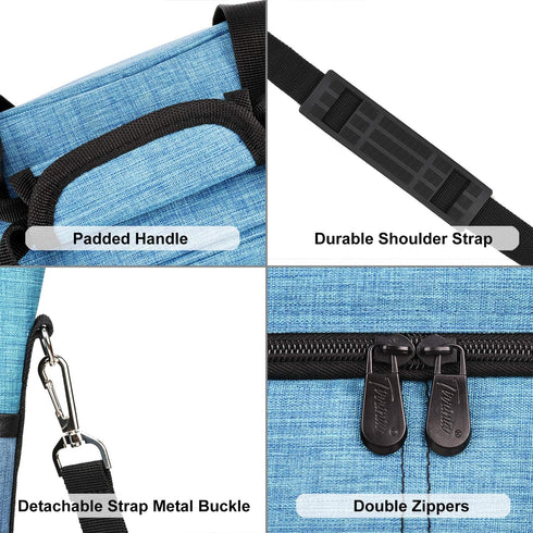 Tirrinia Insulated Wine Gift Carrier - 3 Bottle Travel Padded Cooler Tote Bag with Handle, Blue