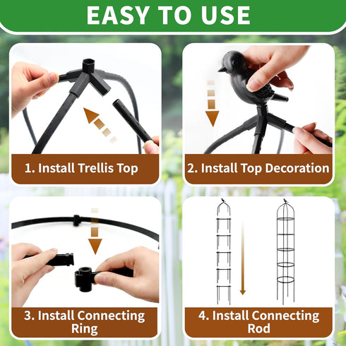 6.7FT Plants,81Metal Garden Obelisk Trellis for Climbing Plant Support Tower,Heavy Duty Thickened Tube,Rustproof Black