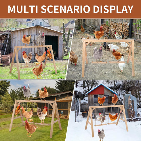 SENXILLER 2 68 Pine Wood Chicken Roosting Bars with Swings WeatherResistant Poultry Perch for Chickens Backyard Coop