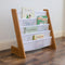 Humble Crew Journey 4-Tier Kids Bookshelf, Natural/White Toddler Sling Book Rack with