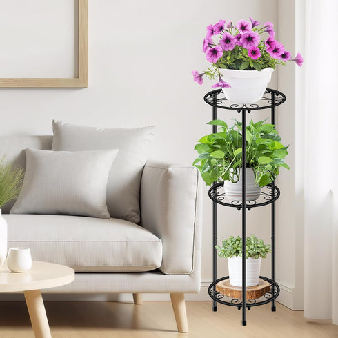 3 32.3 inch, CASIMR Plant Stand Indoor Outdoor, Metal Rustproof Flower Shelf Tier Tall Multiple Plant Pot Holder Rack