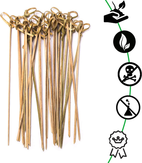 Bamboo Skewers for Appetizers 6" - 100 Pcs Wooden Cocktail Picks for Parties