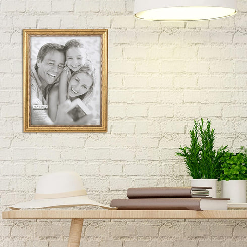 Malden International Designs Classic Wood Picture Frame, Gold, 8x10