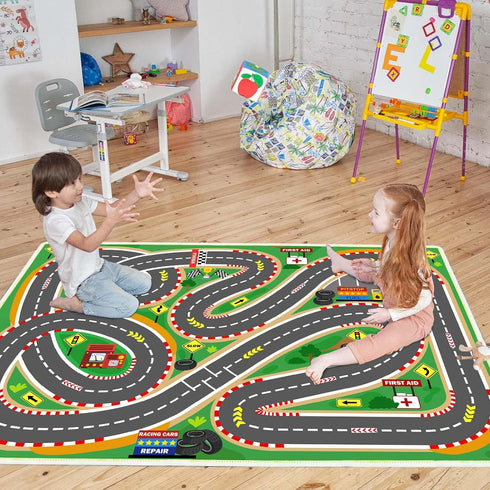 47"x71" Kids Rug Play Mat Soft & Non-Slip Car Rugs City Map Play MatCar Rugs for Kids Toy Cars Race Track for Classroom
