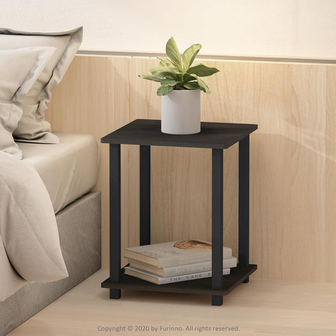 Set 2, 2-Tier Furinno SIMPLISTIC Side Table of Square Modern End Table, Nightstand, Night Stand, Bedside Table