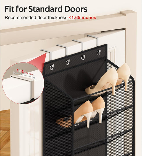 Soarine 12 Closet, 24 Tier Over the Door Shoe Organizer for Holds Pairs Hanging Shoe Rack for Door with Mesh Pockets