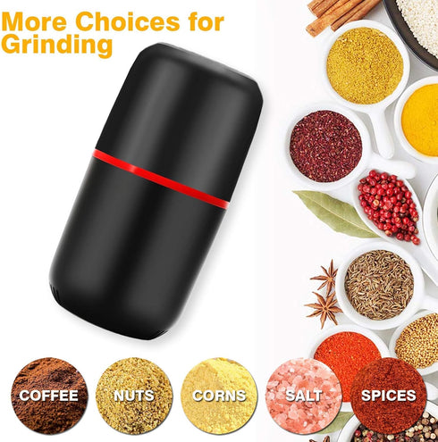 Turimon Electric Herb Grinder, Large Herbal/Coffee Mill/Crusher for Spice and Herbs - Black - 4.2 oz Capacity with Brush