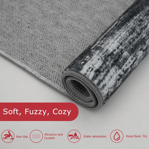 KOZYFLY Modern Abstract Kitchen Runner Rug, 2x5 Washable Non-Slip Soft Striped Carpet for Entryway, Bathroom, Laundry