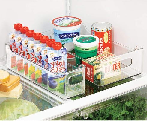 mDesign Wide Plastic Kitchen Storage Container Bins with Handles -Organization in Pantry, Cabinet, Refrigerator