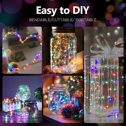 YPHSOL 16.4ft 50LED 2 Pack) Fairy Lights Battery Operated String Lights Flashing and Constant Light Waterproof Silver