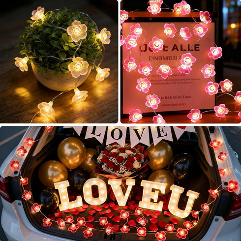 13 40 20 Vigdur Cherry Blossom Lights, FT LEDs Multicolor Flower String Lights Battery Operated with Remote&Timer