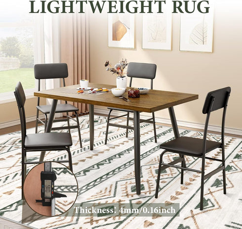 3x5 Green,3'x5') Area Rug Geometric Rug: Washable Boho Moroccan Rugs Soft Farmhouse Rug, Modern Neutral Stain Resistant